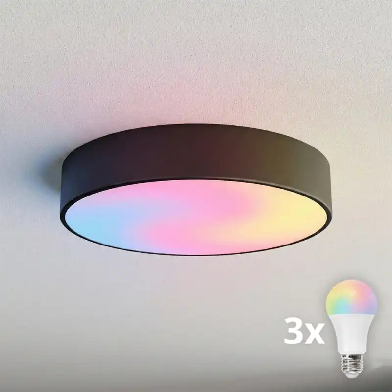 Nová Kolekce Brilagi - LED RGBW Stmívatelné stropní svítidlo CLARE 3xE27/9W/230V 2700-6500K pr. 40 cm Wi-Fi černá
