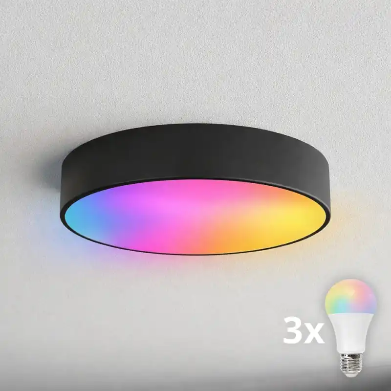 Brilagi - LED RGBW Stmívatelné koupelnové stropní svítidlo CLARE 3xE27/9W/230V 2700-6500K pr. 40 cm IP54 Wi-Fi černá Finální Výprodej