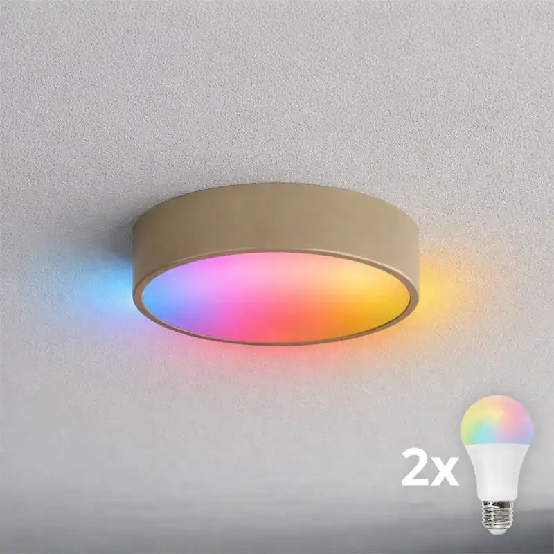 Nejlepší Cena Brilagi - LED RGBW Stmívatelné koupelnové stropní svítidlo CLARE 2xE27/9W/230V 2700-6500K pr. 30 cm IP54 Wi-Fi béžová