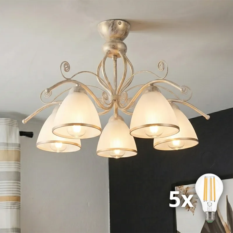 Akční Nabídka Brilagi - LED Přisazený lustr ANTICO 5xE27/60W/230V 3000K bílá patina