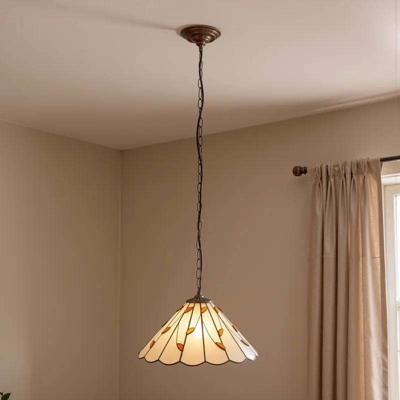 Brilagi - Tiffany vitrážový lustr na řetězu FOLIA 1xE27/60W/230V pr. 40 cm Zlevněný