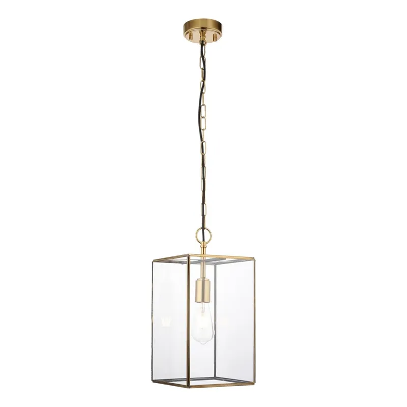 Endon 119141 - Lustr na řetězu HAMMOND 1xE27/10W/230V 21,5x21,5 cm mosaz Aktuální