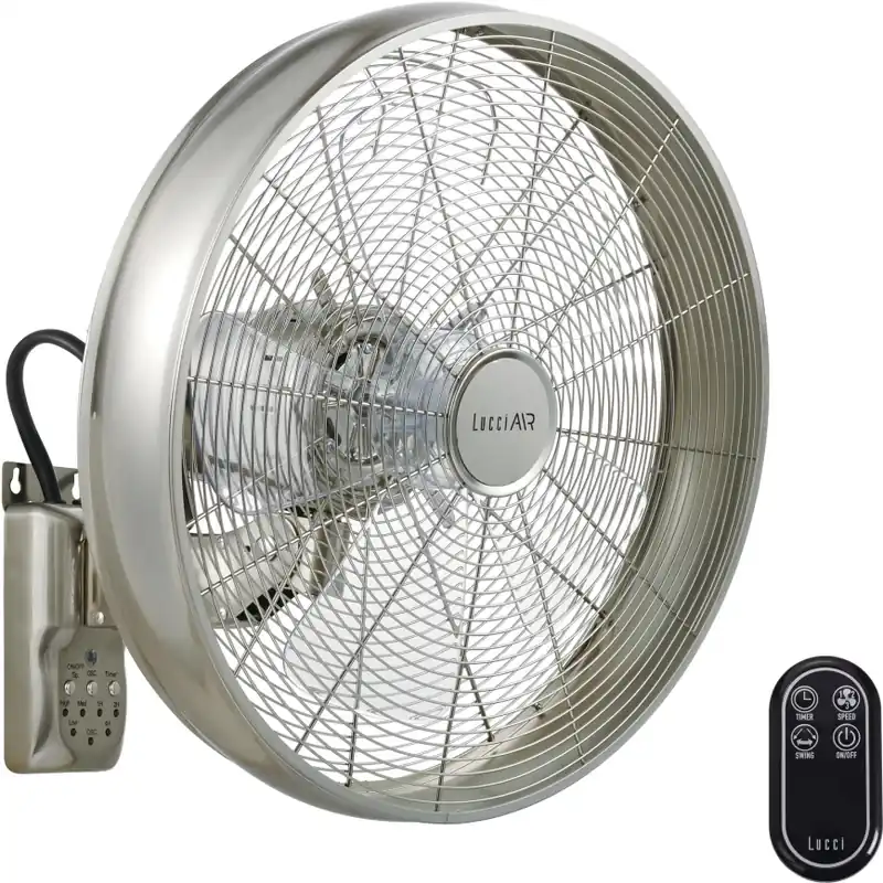 Speciální Cena Lucci air 213126 - Nástěnný ventilátor BREEZE 55W/230V matný chrom pr. 46 cm + dálkové ovládání