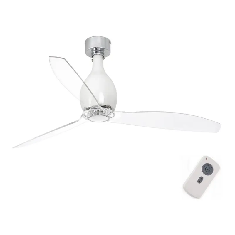Aktuální FARO 32020 - Stropní ventilátor MINI ETERFAN bílá/čirá pr. 128 cm + dálkové ovládání