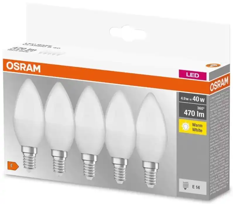 Sezónní Sleva SADA 5x LED Žárovka BASE B40 E14/4,9W/230V 2700K - Osram