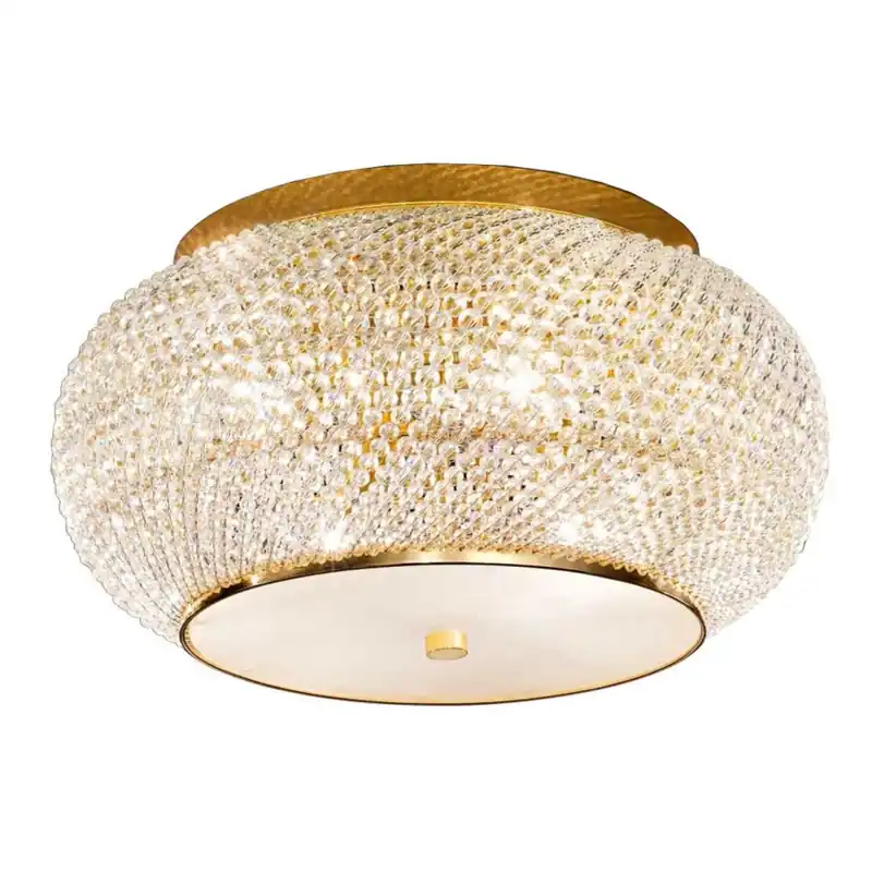 Časově Omezené Ideal Lux - Křišťálové stropní svítidlo PASHA 6xE14/40W/230V pr. 40 cm zlatá