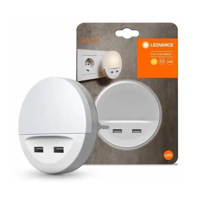 Aktuální Ledvance - LED Noční svítidlo do zásuvky se senzorem LUNETTA 2xUSB LED/13W/230V