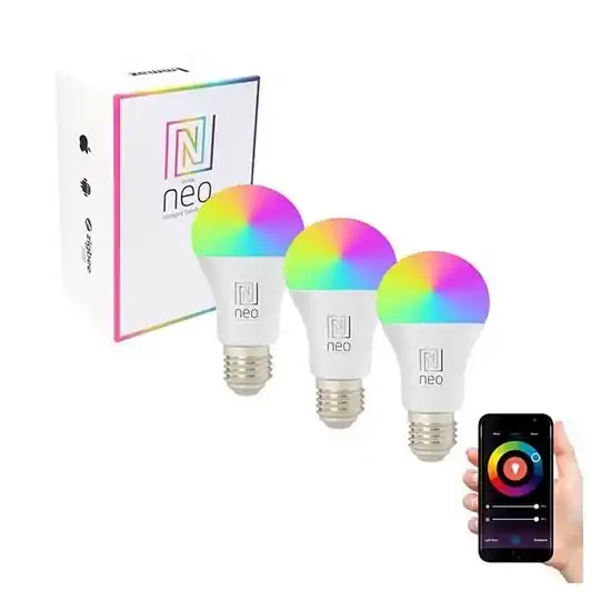 Immax NEO 07712C - SADA 3x LED RGB+CCT Stmívatelná žárovka NEO LITE Wi-Fi Smart E27/9W/230V 2200-6500K Nízká Cena