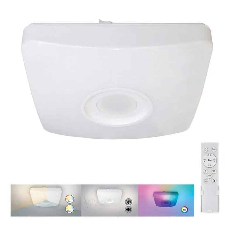 Ihned K Objednání Rabalux - LED RGB Stmívatelné stropní svítidlo s reproduktorem LED/18W/230V 3000-6000K Bluetooth + dálkové ovládání 36,5x36,5 cm