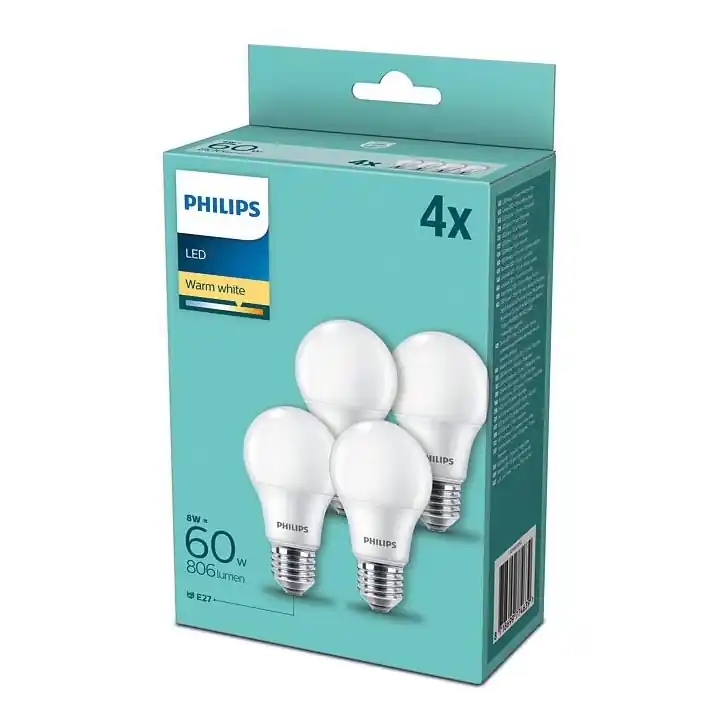 Expresní Doručení SADA 4x LED Žárovka Philips E27/8W/230V 2700K