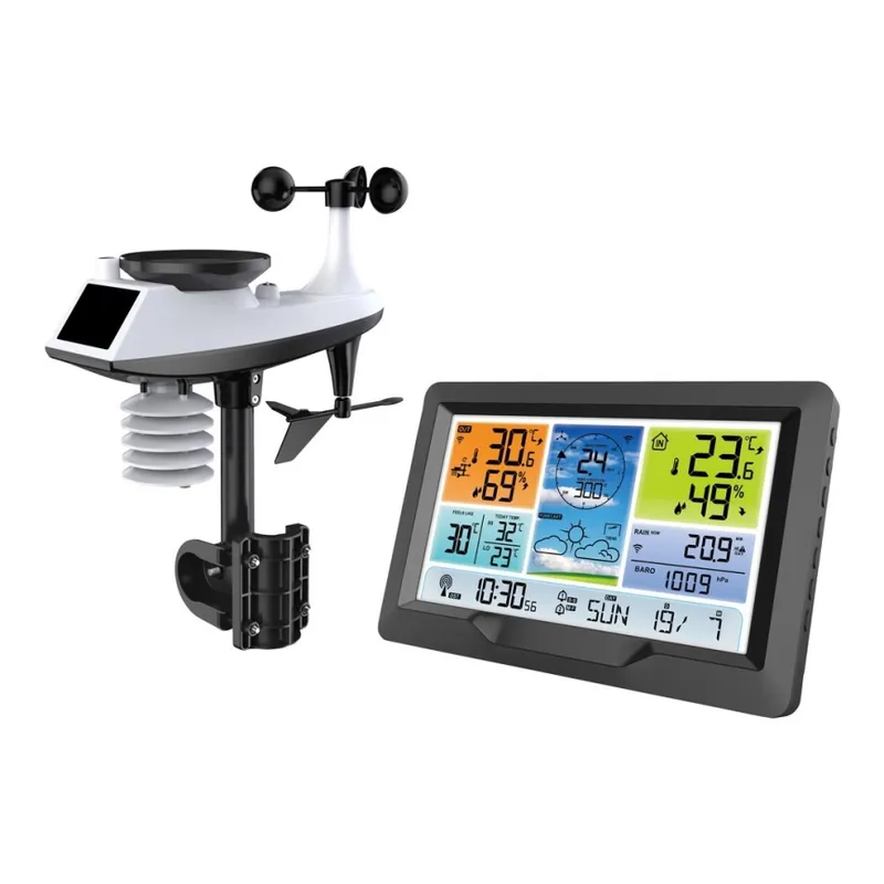 Levný Profesionální meteostanice s barevným LCD displejem a budíkem 5V/2xAA + 3xAA