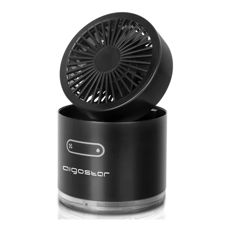 Nejlepší Cena Aigostar - RGB Bezdrátový mini stolní ventilátor s mlhovým efektem MIST 10W/5V 2000mAh černá