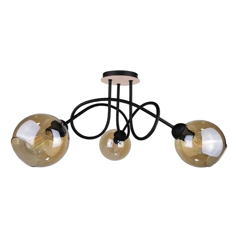 Nakupujte Hned Přisazený lustr VENUS WOOD 3xE27/60W/230V černá/kouřová hnědá