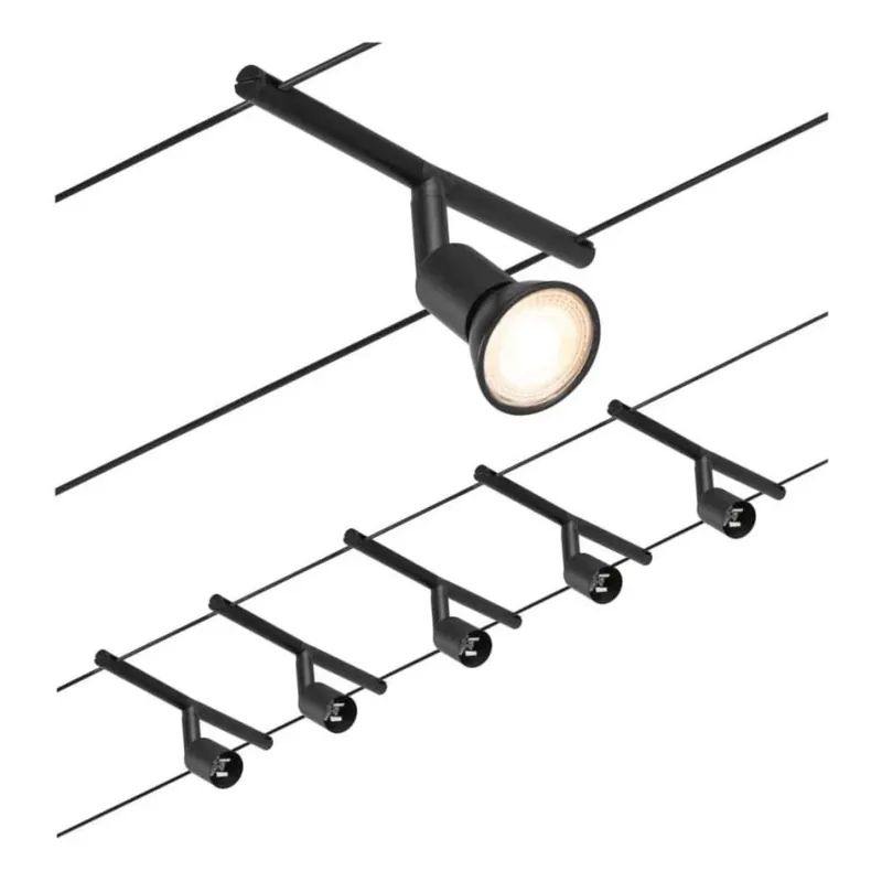 Odeslání Ihned Paulmann 94446 - SADA 5xGU5,3/10W Kompletní lankový systém SALT 230V černá