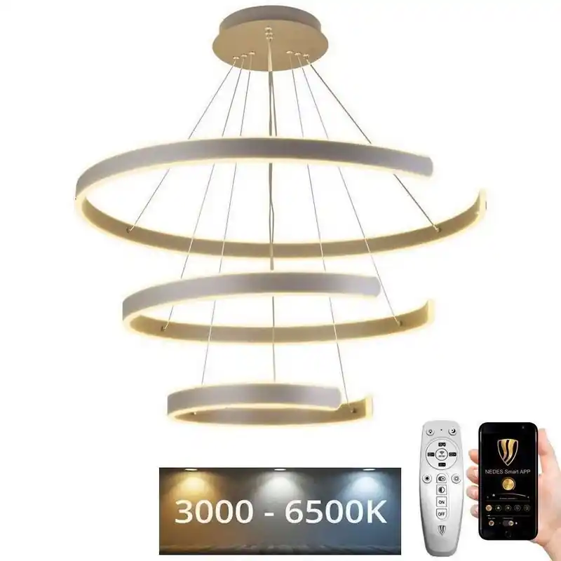 LED Stmívatelný lustr na lanku LED/220W/230V 3000-6500K pr. 80 cm + dálkové ovládání Značkový