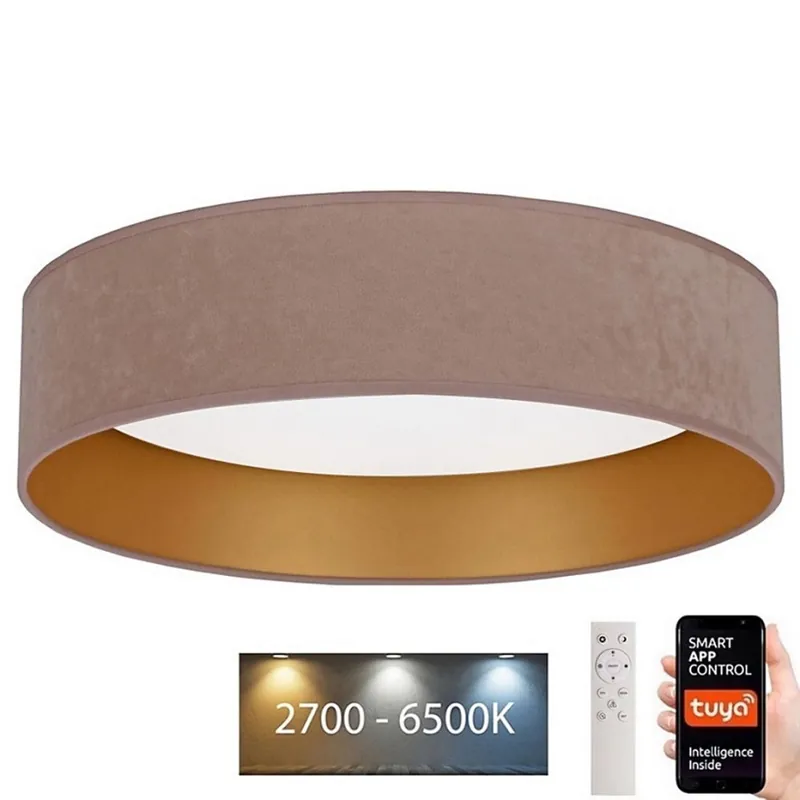 Víkendová Akce Brilagi - LED Stmívatelné stropní svítidlo VELVET SMART LED/24W/230V pr. 45 cm 2700-6500K Wi-Fi Tuya béžová/zlatá + dálkové ovládání