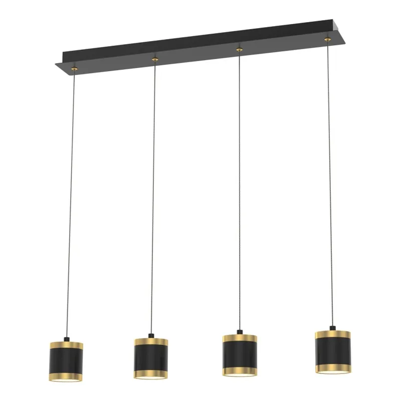Akce Wofi 7003-404 - LED Stmívatelný lustr na lanku TOULOUSE 4xLED/8,5W/230V černá/zlatá