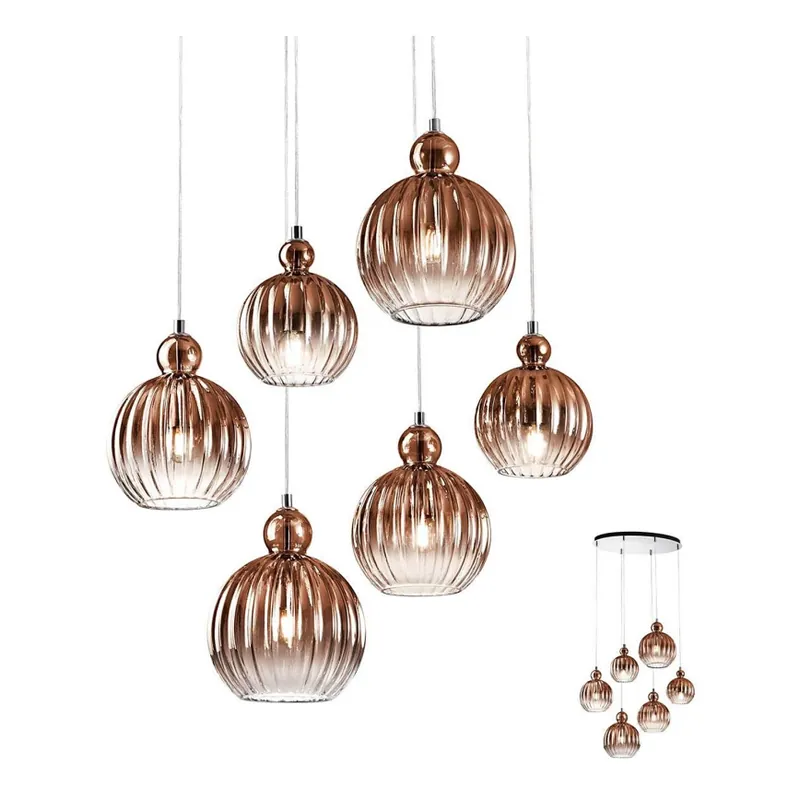 Rychlé Dodání Redo 01-2070 - Lustr na lanku PLUMEN 6xE14/42W/230V měď