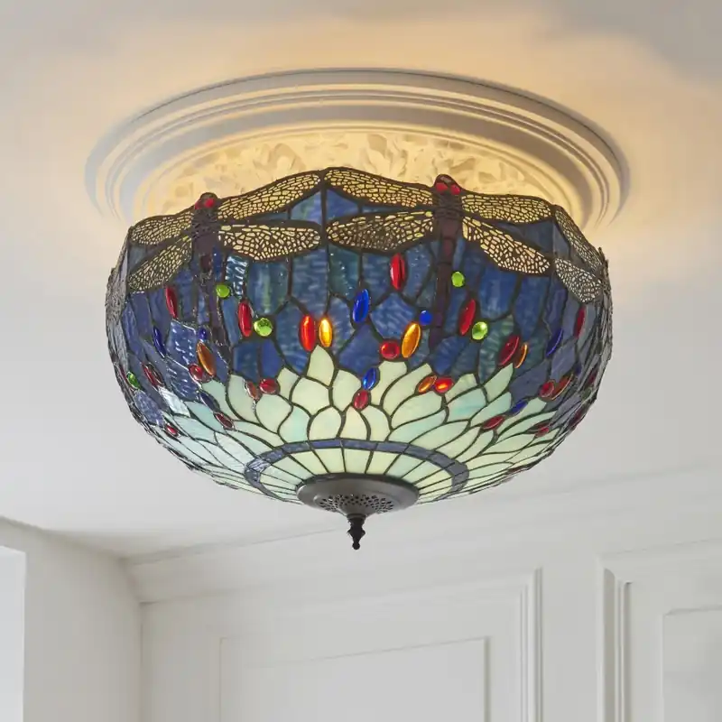 Aktuální Endon 111899 - Stropní svítidlo Tiffany DRAGONFLY 3xE27/10W/230V pr. 50 cm