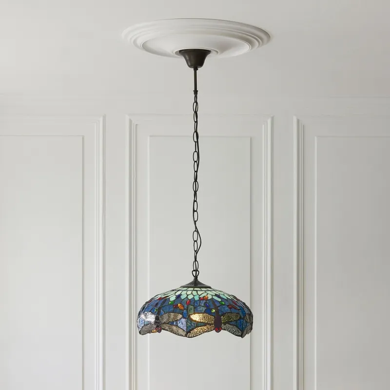 Aktuální Endon 112195 - Lustr na řetězu Tiffany DRAGONFLY 1xE27/60W/230V pr. 41 cm