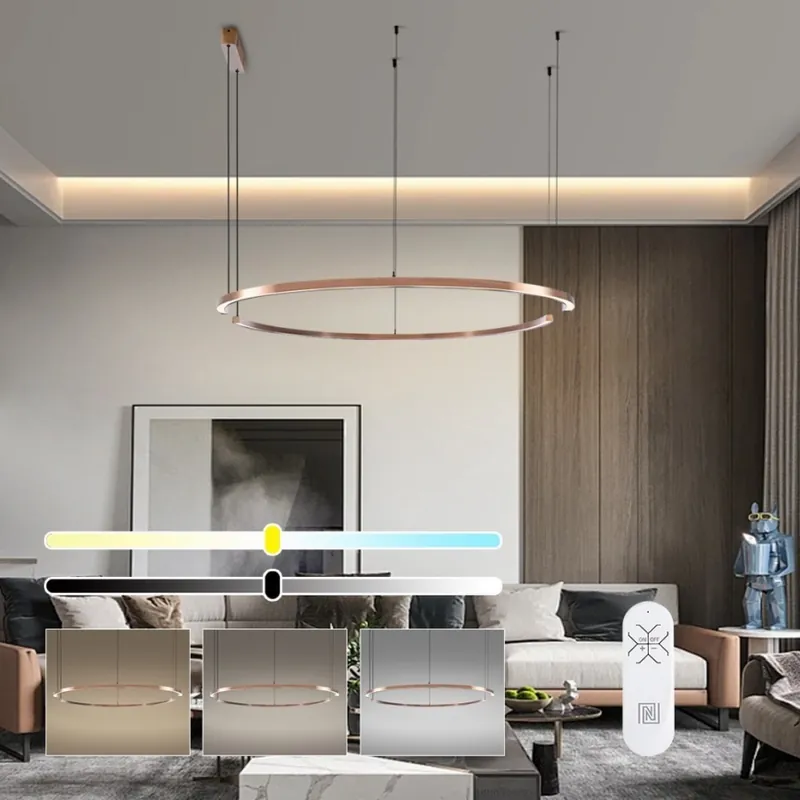 Víkendová Akce Immax NEO 07328L - LED Stmívatelný lustr na lanku FINO LED/72W/230V 120 cm Tuya rose gold + dálkové ovládání