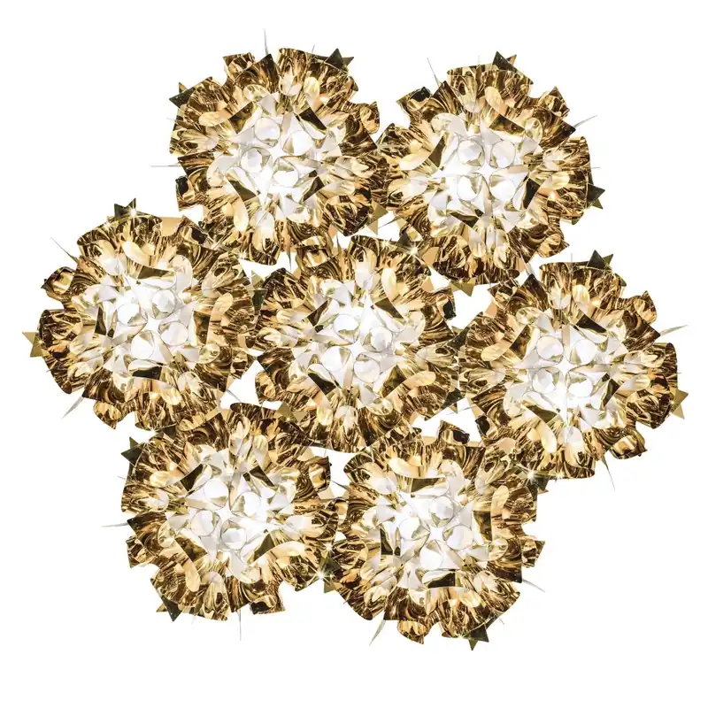 Odeslání Ihned Slamp Veli 7 gold, rozměrné závěsné svítidlo ze zlatého Goldflexu, 9x20W E27, prům. 130cm
