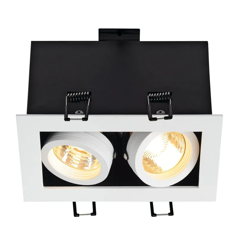 Cenový Hit SLV Kadux, zápustná bodovka v hranatém tvaru, 2x50W, bílá, 15x9cm