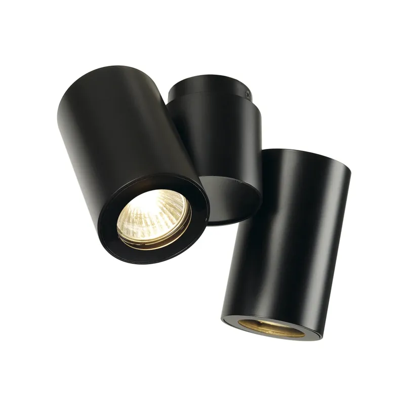 Vysoce Kvalitní SLV Enola_B, černé spotové stropní svítidlo s nastavitelnými reflektory, 2x50W GU10, výška 14cm