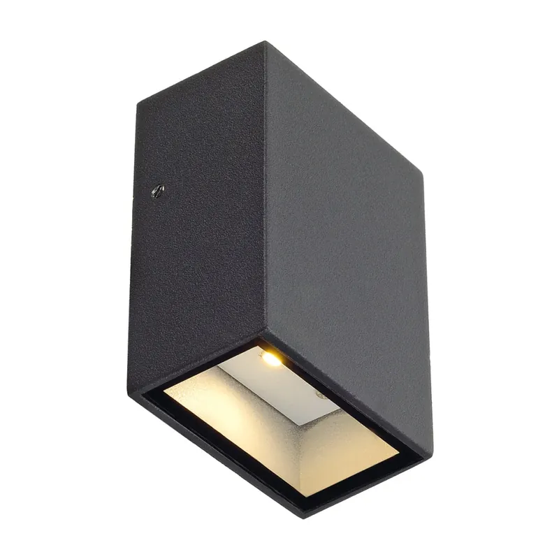 SLV Quad 1, antracitové nástěnné venkovní svítidlo se svícením dolu, 3W LED, 3000K, výška 8,7cm, IP44 Cenový Hit