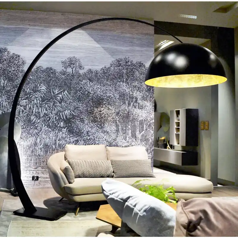 Rychlé Dodání Zava 1962, oblouková stojací lampa s výškou 250cm, černá/zlatá LED 28W 2700K