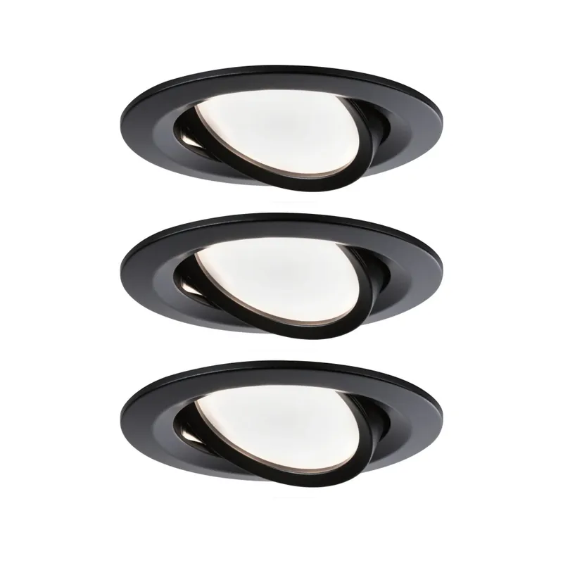 Paulmann LED Coin Nova round, set kulatých bodovek v černé úpravě, 3x6W LED 2700K tříkrokové stmívání, prům.8,4cm Vrácení Zdarma