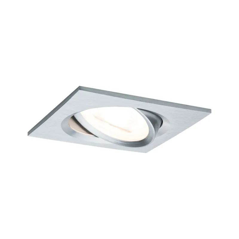 Paulmann LED Coin Nova rectangular, hranatá bodovka z kartáčovaného hliníku, 1x6,5W LED 2700K tříkrokové stmívání, 8,4x8,4cm Nejlepší Cena