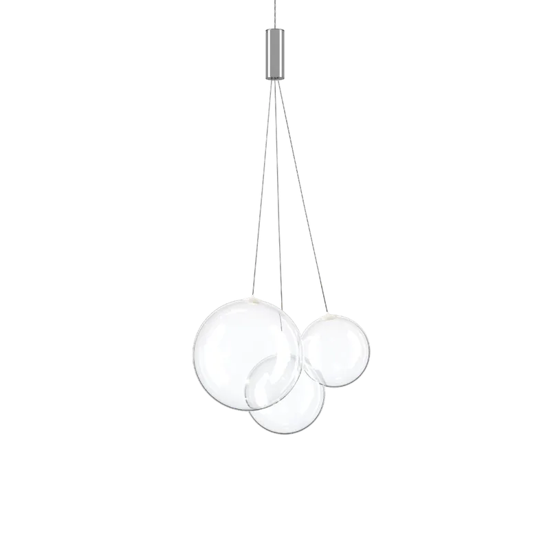 Lodes Random, závěs z čirého foukaného skla, 3x1W LED 3000K, šířka 29cm Oblíbený