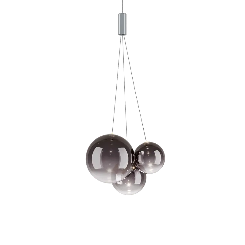 Lodes Random, závěs z kouřového foukaného skla, 3x1W LED 3000K, šířka 29cm Akční Nabídka