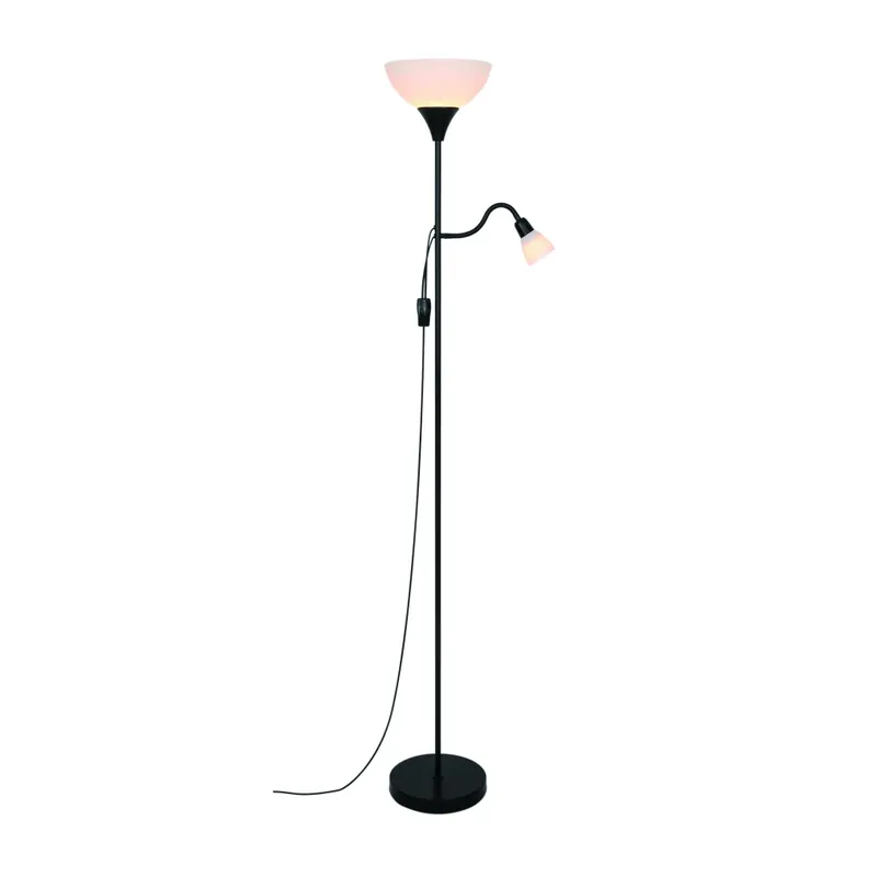 Speciální Cena Nordlux Lauria, černá stojací lampa se čtecí lampičkou 1xE27 a 1xE14, výška 178cm