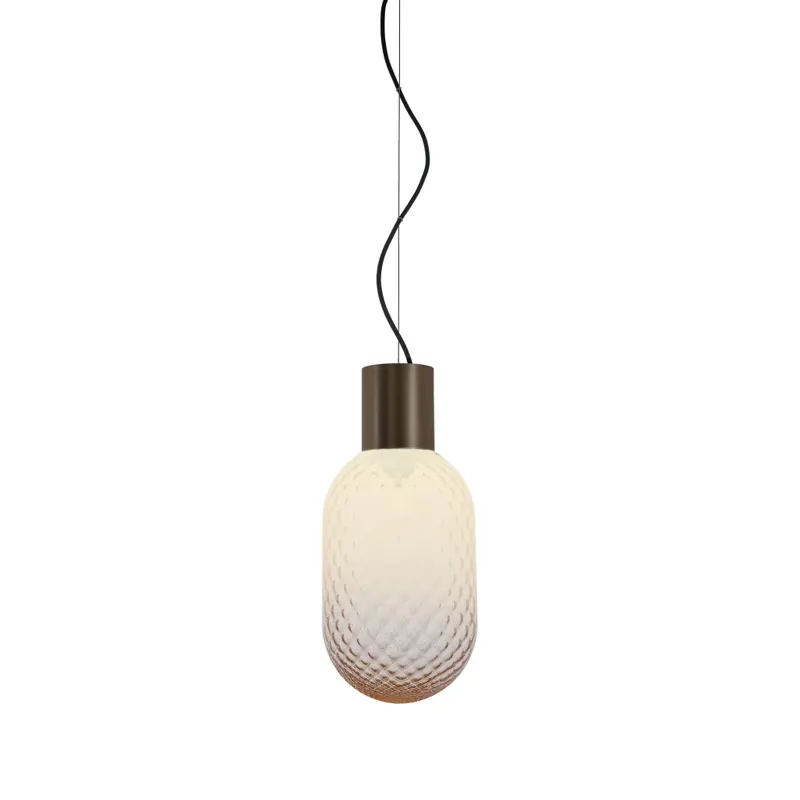Il Fanale Bloom, závěsné svítidlo z mosazi a kouřového bronzového skla, 1x15W LED E27, průměr 20,8cm Speciální Cena