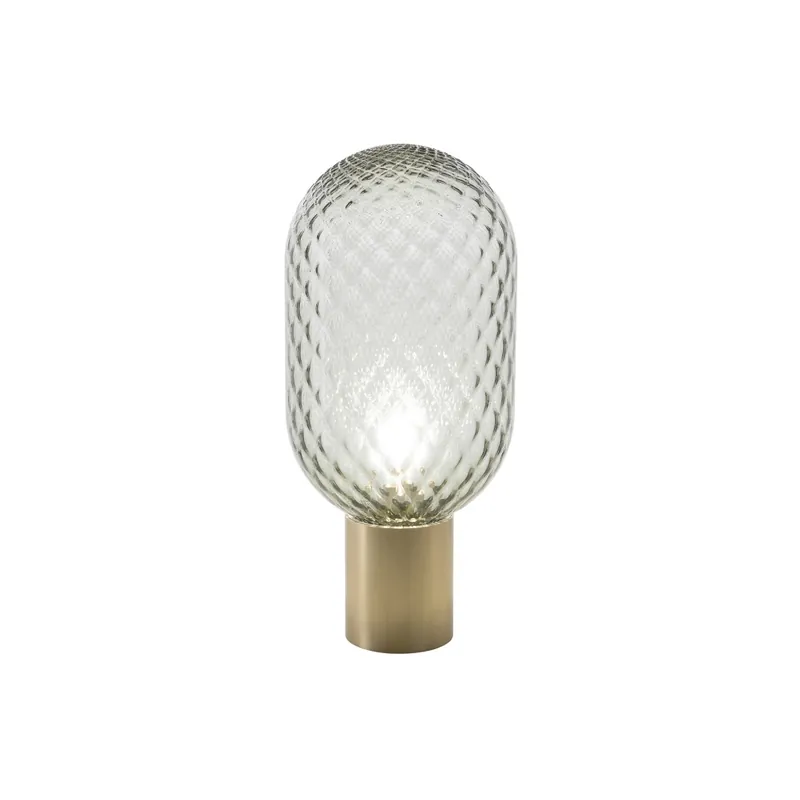 Il Fanale Bloom, stolní lampa z mosazi a kouřového šedého skla, 1x15W LED E27, průměr 20,8cm Poslední Šance
