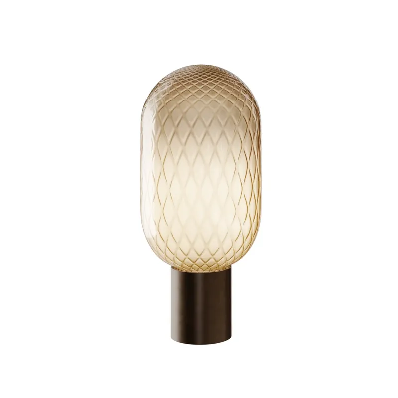 Il Fanale Bloom, stolní lampa z mosazi a kouřového bronzového skla, 1x15W LED E27, průměr 20,8cm Horká Nabídka