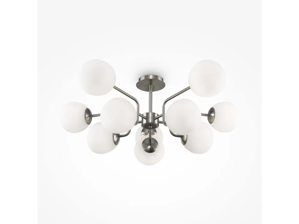 Závěsné svítidlo ERICH, 10xE14, Ø 90,7cm, nikl/bílá Must-Have