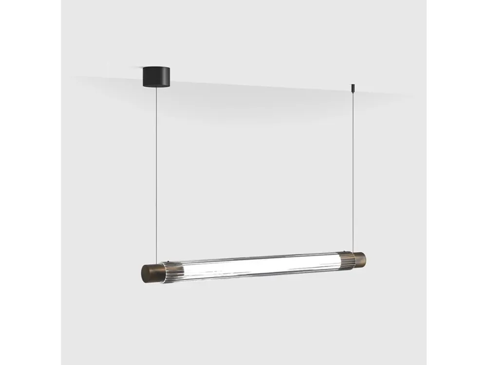 LTX Crystal Vetro, Závěsné svítidlo 80cm,ø6cm, LED 10W, 3000K, 476lm, DC24V, Sklo/Mosaz Speciální Cena