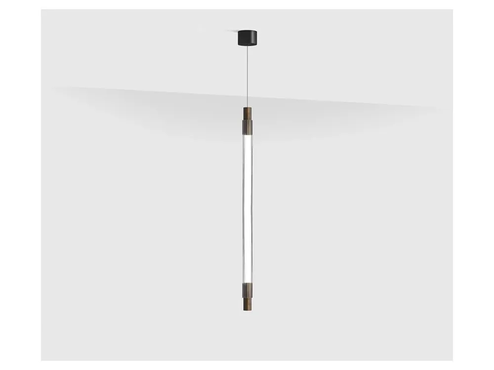 Speciální Cena LTX Crystal Vetro, Závěsné svítidlo 80cm,ø4cm, LED 10W, 3000K, 476lm, DC24V, Sklo/Mosaz